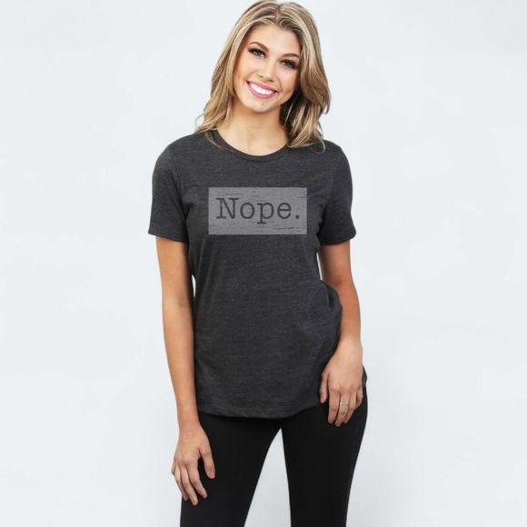 Thread Tank Designs Tops - Thread Tank NOPE Womens Fashion Relaxed T-Shirt Charcoal Grey Size Medium